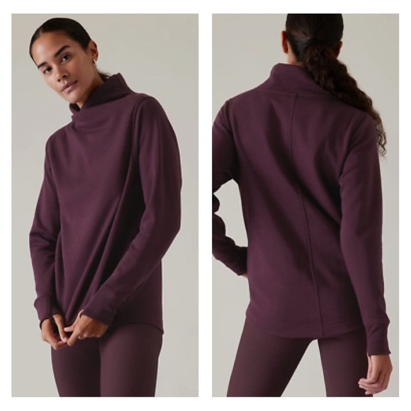 Athleta Cozy Karma Twist Neck Sweatshirt | Spiced Cabernet - Picture 1 of 6